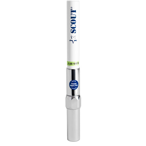 Scout 8' QuickFit White VHF Antenna w/5M Cable + FME Quick 6 Foam Filled 6db Solid Brass  Copper Element [PF AN NVHF00040T]