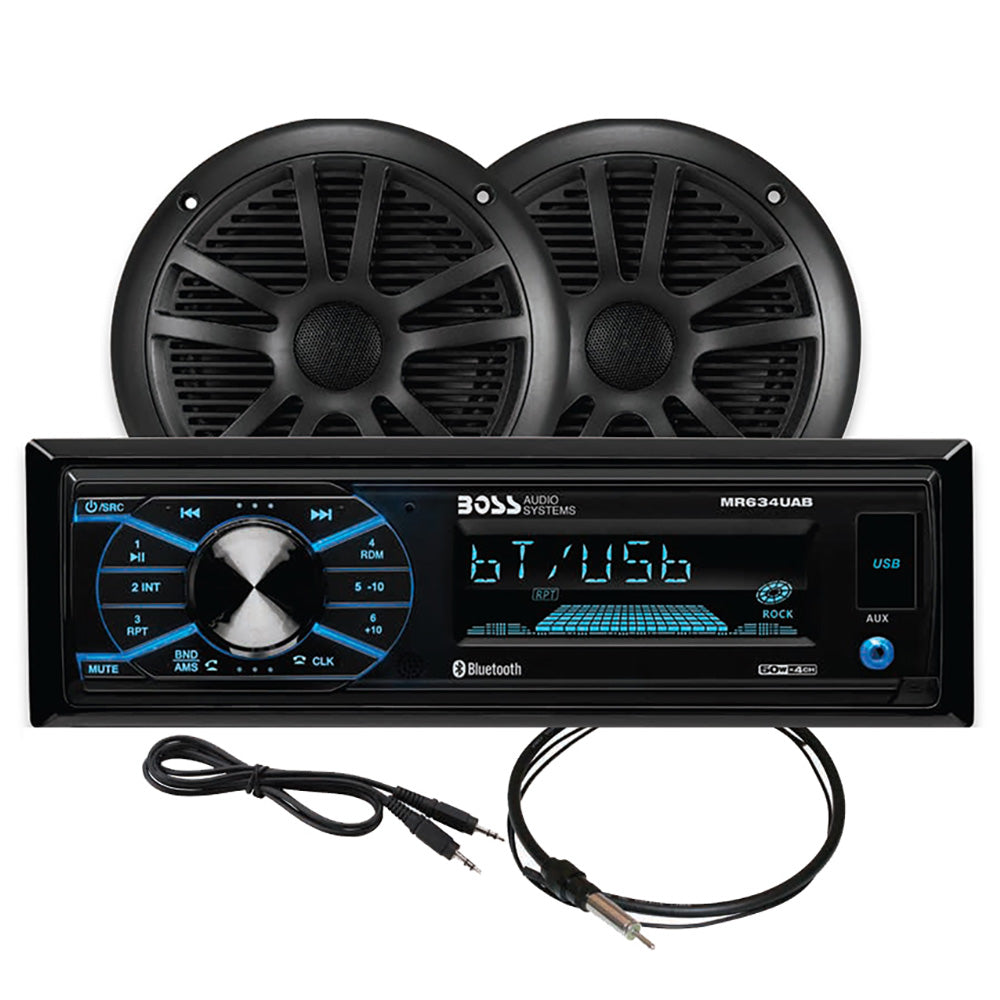 Boss Audio MCBK634B.6 Marine Stereo  6.5" Speaker Kit - Black [MCBK634B.6]